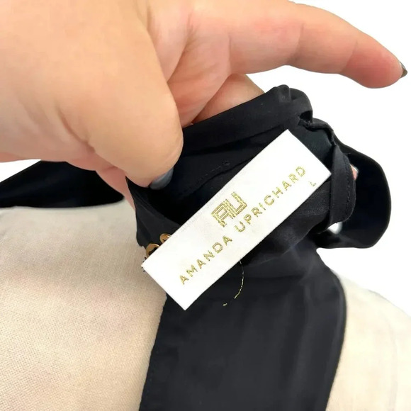 Amanda Uprichard Mini Dress Sleeveless Choker Neck Keyhole Silk Black Size Large - Picture 10 of 11